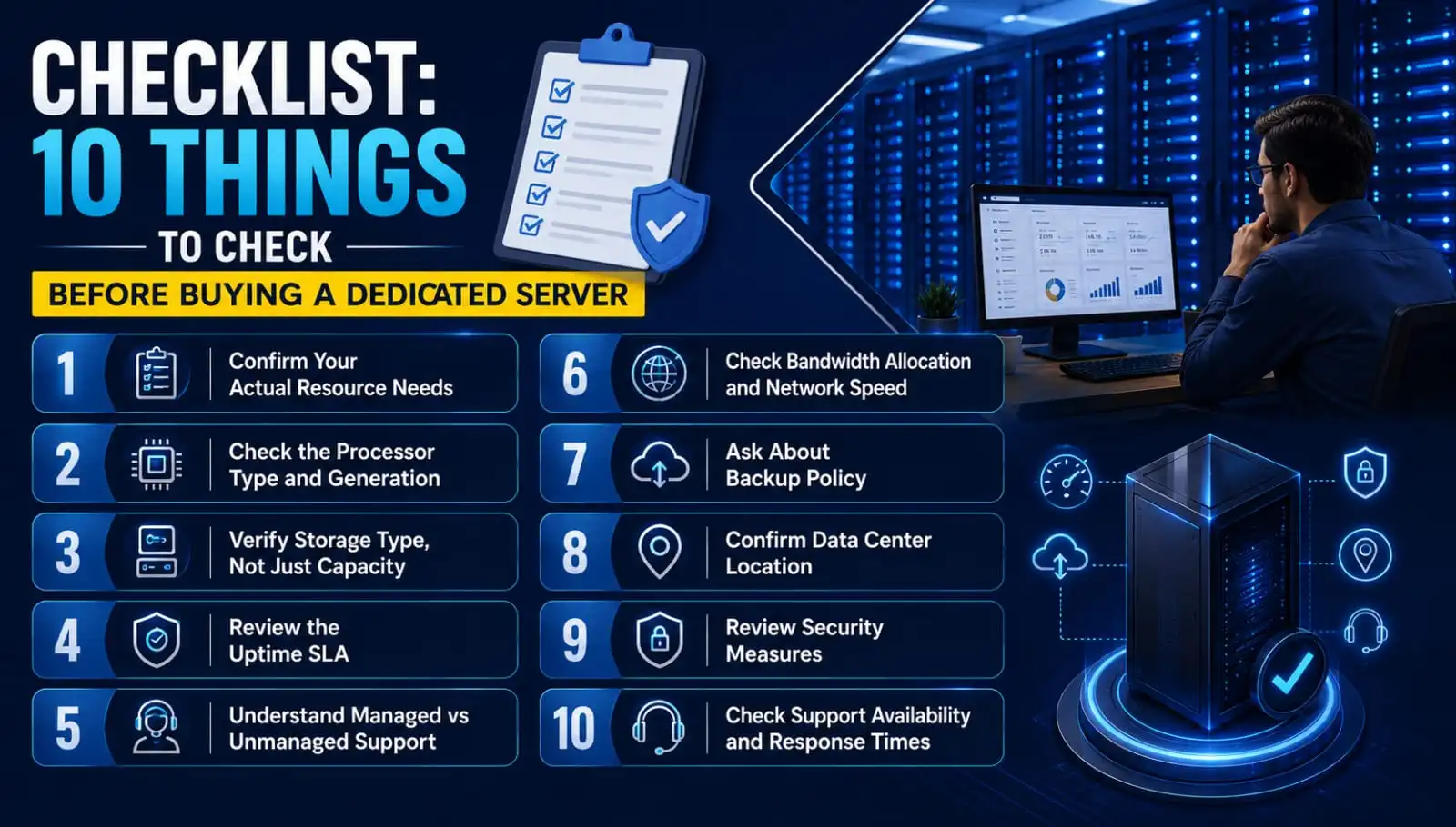 Checklist: 10 Things to Check Before Buying a Dedicated Server