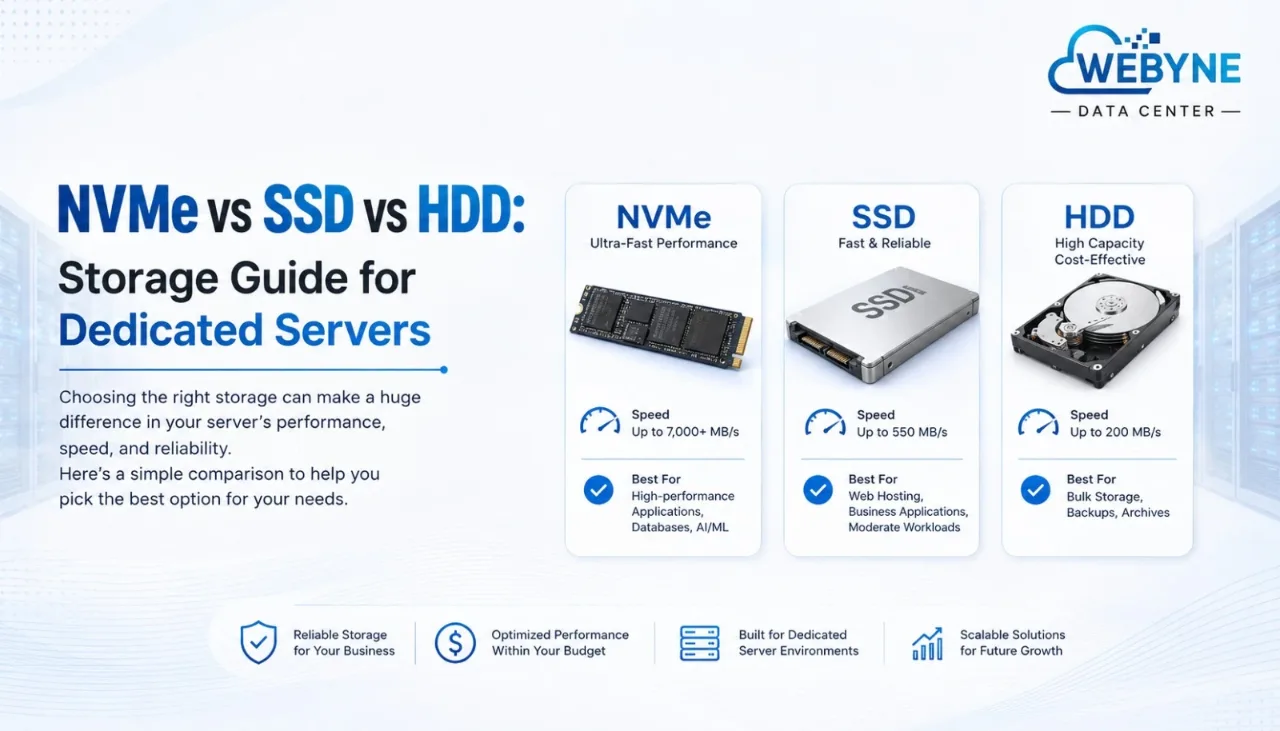 NVMe vs SSD vs HDD: Storage Guide for Dedicated Servers